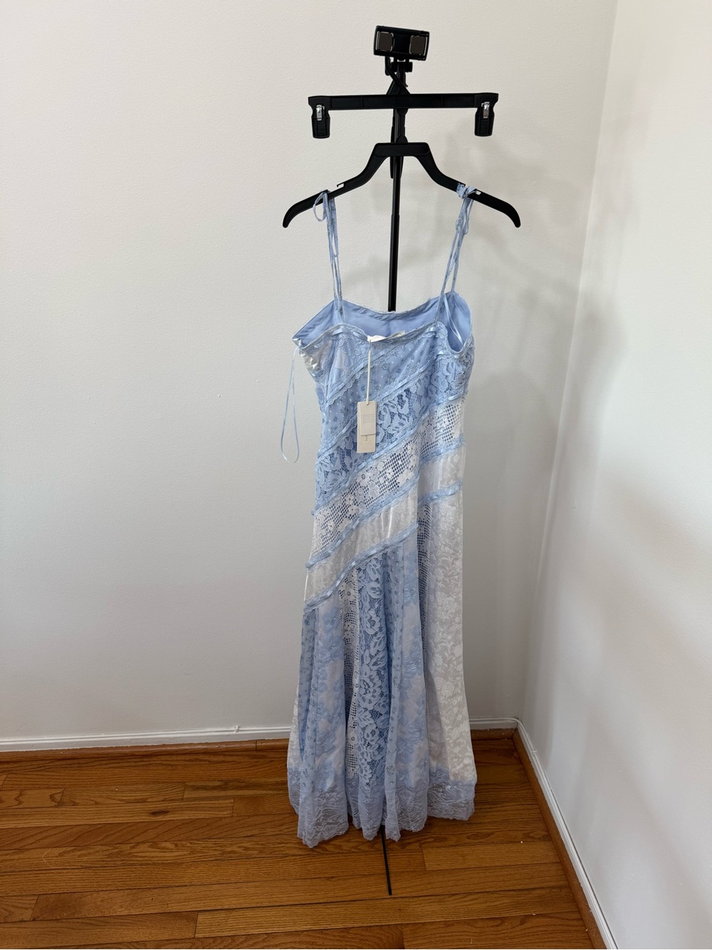 Altar'd State Pale Blue Lace Maxi Dress with White Insets - Picture 5 of 6